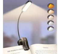 Glocusent - Lampada da lettura con morsetto, 20 LED, lampada da lettura ricaricabile tramite USB, 5 modalità di temperatura del colore, lunga durata, luminosità regolabile senza scatti, lampada da
