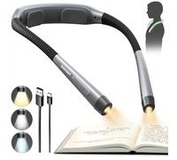 Glocusent Luce da lettura ergonomica, luce da lettura con 3 colori e 5 livelli di luminosità, per lettura notturna con timer e aiuto per addormentarsi, luce da collo perfetta per leggere libri a letto