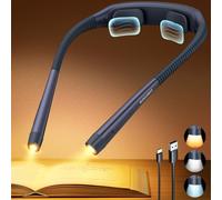 Glocusent Lampada da lettura ergonomica con batteria da 1600 mAh, 3 colori e 5 luminosità continua, pratico interruttore di blocco e timer - luce da lettura per lavori manuali (blu navy)