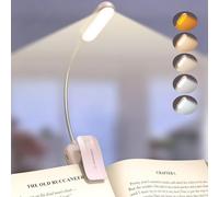 Glocusent Lampada da lettura ricaricabile, 20 LED, lampada da lettura, clip, dimmerazione progressiva e 5 modalità, protezione degli occhi, 3-100 lm, collo flessibile a 360°, indicatore (rosa)