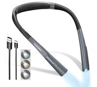 Glocusent LED Luce Lettura Collo, Luce per Lettura Libri a Letto, Timer 30min., 3 Colori & 3 Intensità Regolabili, Ricaricabile & Duratura, Ideale per Leggere, Sferruzzare, Riparare