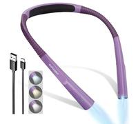 Glocusent LED Luce Lettura Collo, Luce per Lettura Libri a Letto, Timer 30min., 3 Colori & 3 Intensità Regolabili, Ricaricabile & Duratura, Ideale per Leggere, Sferruzzare, Riparare