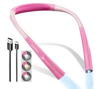 Glocusent LED Luce Lettura Collo, Luce per Lettura Libri a Letto, Timer 30min., 3 Colori & 3 Intensità Regolabili, Ricaricabile & Duratura, Ideale per Leggere, Sferruzzare, Riparare