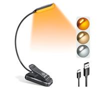 Glocusent Luce da Lettura a Letto di 10 Led è Leggera e ricaricabile, Clip-on Eyecare Luce per Leggere Fino a 80 ore, 3 Luminosità dimmerabile X 3 Modalità di Colore, Regalo per i Bambini e Viaggi