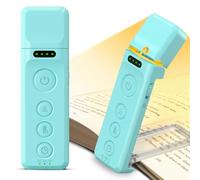 Glocusent Luce da Lettura con Clip USB Ricaricabile, 3 Colori 5 Luminosità + Timer/Aiuto Sonno, Segnalibro LED 14 per Libri e Lettura a Letto (Amanti Libri) (Azzurro)