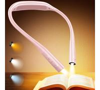 Glocusent Luce per Lettura Libri a Letto, Luce da Collo Ricaricabile con 100h Autonomia, 5 Luminosità Regolabile. Ideale per Leggere e Lavorare (Rosa)