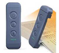 Glocusent luce per libri ricaricabile USB, luce LED portatile con clip, 3 colori ambra e 5 luminosità regolabili, compatta e di lunga durata, regalo per gli amanti dei libri ( Grigio/Blu)