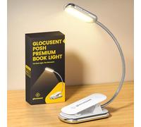 Glocusent Posh Premium Lampada da Lettura con Timer,Luce da Lettura Ricaricabile16 LED,funziona per 160ore, 1800K Lampada Libro per la Cura degli Occhi,3Colori,5Toni Luminosità