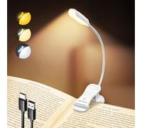 Glocusent Willow Luce per Lettura Libri a Letto,10LED Luce da Lettura per Libro Luminosa, 3 Colori & 3 Luminosità, Lampada da Lettura Ricaricabile che dura 80ore, Perfetto per gli Amanti dei Libri
