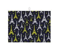 Glod - Tappetino scolapiatti in microfibra, grande, per bancone della cucina, super assorbente, motivo: Torre Eiffel, 45,7 x 61 cm, facile da pulire
