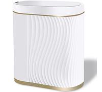 GloDeals Pattumiera da bagno con coperchio, bidone della spazzatura automatico, sottile e intelligente, piccolo cestino in plastica, con sensore di movimento touchless, per camera da letto, bagno,