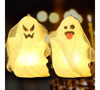 Glodecart 2 lanterne decorative di Halloween per la decorazione della casa della camera da letto, mini luci fantasma senza fiamma per forniture per feste di Halloween, regali per esterni e interni