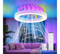 GLOFAN 46cm Ventilatore da Soffitto con Luce e Telecomando, 6 Velocità Silenzioso Lampadario con Ventilatore da Soffitto, 3000k-6500k & RGB Luce Posteriore Ventilatore per Soggiorno Camera da Letto