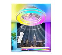 GLOFAN Ventilatore da Soffitto con Luce, Motore DC Silenzioso Lampadario Ventola LED Dimmerabile 3000K-4000K-6500K-RGB, 6 Velocità Plafoniera Ventilatore con Telecomando per Camera da Letto, Cucina