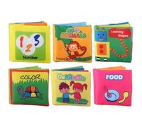 GLOGLOW 6 Pezzi Libri da Bagno per Bambini Libri di Tessuti Libri di Tessuti Set di Libri di Cotone Set Lavabile a Prova di Acqua a Prova di Acqua con Suono Fruscio per L'educazione