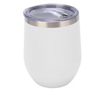 GLOGLOW Bicchiere da vino in acciaio inox 304, senza manico, doppia parete, isolato sottovuoto, tazza con coperchio, 340 ml, per gli amanti del vino (WHITE)