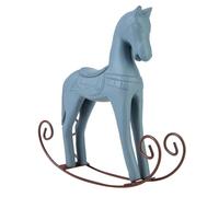 GLOGLOW Cavallo a Dondolo in Legno Fatto a Mano, Regalo per Bambini Dipinto e Intagliato per la Decorazione della Casa, Decorazione Unica da Scrivania con Tronchi Nordici (azzurro)