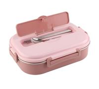 GLOGLOW Contenitore per il pranzo portatile a 4 griglie, in acciaio inossidabile 304, contenitore per alimenti con coperchio sigillante in silicone, include cucchiai e bacchette, capacità 1500 ml