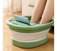 GLOGLOW Lavandino Pieghevole per Pediluvio, Vasca da Bagno per Pediluvi, con Plastica Ispessita e Punti di Massaggio per Dormitorio di Appartamenti Domestici (bianco verde)