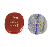 GLOGLOW Pietra Incisa, 2 Pezzi Parole di Ispirazione dal Vivo Amore Heal Pattern Intaglio della Natura Tasca di Pietra Palma Regali Decorazione Motivazionale Cristallina per Il