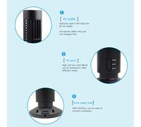 GLOGLOW Refrigeratore D'aria Portatile, Ventola Verticale Senza Lama Ventola del Condizionatore D'aria Desktop Mini Ventola della Torre di Raffreddamento per Home Office con una Rete di (BLACK)
