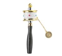 GLOGLOW Ruota di Preghiera del Tibet Manuale, Doppio Cuscinetto Portatile in Lega Silenziosa Ruota di Preghiera del Tibet 6 Parole Mantra Auspicio (SILVER)