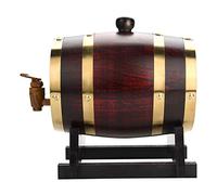 GLOGLOW Secchiello per Vino in Legno di Quercia da 1,5 L/3 L/5 L/10 L, Fatto a Mano, in Legno di Quercia Vintage di Alta qualità, per Vino, Liquori, Birra, Whisky, Rum, Porto, Brandy, (1.5L)