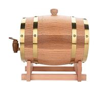 GLOGLOW Secchiello per Vino in Legno di Quercia da 1,5 L/3 L/5 L/10 L, Fatto a Mano, in Legno di Quercia Vintage di Alta qualità, per Vino, Liquori, Birra, Whisky, Rum, Porto, Brandy, (3L)