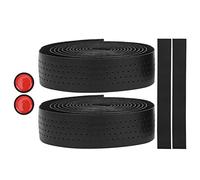 GLOGLOW Set di 2 cinghie per manubrio leggere, in pelle PU, in EVA, per bici da corsa, custodia antiscivolo per bicicletta (BLACK)