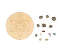 GLOGLOW Set di Tavole a Griglia di, Tavola da Griglia di Guarigione Set di Schede di Divinazione a Griglia Cristallina con Pietra di di Chakra per il Sonno di Meditazione (A07)