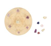 GLOGLOW Set di Tavole a Griglia di, Tavola da Griglia di Guarigione Set di Schede di Divinazione a Griglia Cristallina con Pietra di di Chakra per il Sonno di Meditazione (A05)