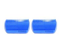 GLOGLOW Spazzola per Gatti Auto-grooming 2 Pezzi Giocattolo Interattivo Gratta-angolo da Parete Pettini per Massaggio con Erba Gatta per la Manutenzione Sana del Pelo dei Gatti (BLUE)