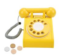 GLOGLOW Telefono Rosa con Quadrante Girevole Vecchio Stile, Giocattolo di Simulazione in Legno Dal Design retrò, Telefono Educativo per Bambini da 17,2 Cm per il Divertimento dell'apprendimento