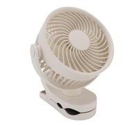GLOGLOW Ventilatore Piccolo Regolabile Girevole a 360°, Ventola con Girevole a 360°, Ricaricabile Tramite USB, 4 velocità, Funzionamento Silenzioso con e Supporto a Parete per (Beige)