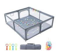 GLOKID Parco per bambini, 180 x 200 cm, modulabile, grande parco per bambini, palla marina borsa di stoccaggio, gancio, per la casa (180 x 200 cm)…