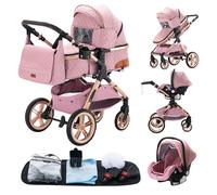 GLOKID Passeggini 3 in 1 cittadini passeggini combinati Passeggino triciclo Baby Walker Passeggino Alto Paesaggio Passeggini pieghevoli Trolley Baby Carrozzina per Accessori per sedili (XX1 Rosa)