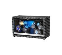 GLOKUUCA Caricatore per orologi 6 con LED e motore super silenzioso, 4 modalità di rotazione, custodia per orologio in legno con cavo USB, regalo (fibra di carbonio nera)