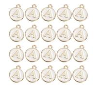 GLOKUUCA Charm Alfabeto a Lettera - 50 Confezioni Pendente Alfabeto Iniziale Smaltato a Doppia Faccia Adatto per Creare Gioielli Braccialetti Collane - Metallo - 12mm/0.5 Pollici Bianco