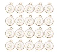 GLOKUUCA Charm Lettera S - 50 Confezioni Pendente Alfabeto Iniziale Smaltato a Doppia Faccia Adatto per la Creazione di Gioielli Bracciali Collane - Metallo - 12mm/0.5 Pollici Bianco
