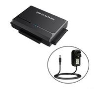 Glomc Convertitore per disco rigido USB 3.0, supporta unità SATA TA IDE da 2,5 pollici e 3,5 pollici ad alta velocità 5 Gbps, con adattatore di alimentazione da 12 V (standard britannico)