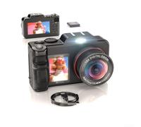 Glomc Fotocamera digitale 5K, autofocus da 80 MP, doppio display IPS, con zoom 18x, 8 effetti speciali, scheda TF nera, supporta schermi da 3,5 e 2 pollici, per viaggi, vlogging, ritratti natura (nero