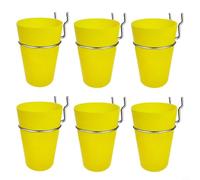 Glomc Set di 6 ganci rotondi per pannello forato con portabicchieri e portapenne, struttura in PVC e metallo, accessori multicolore per organizzare la casa e l'ufficio (giallo)