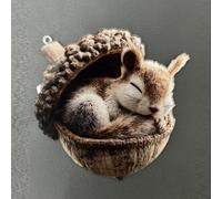 Glomc Set di ornamenti per albero di Natale in acrilico, a forma di ghianda, design rustico a forma di pigna, decorazioni da appendere per le vacanze, palline piatte 2D (scoiattolo)