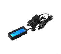 Glomc Termometro digitale per auto, 12 V, display LCD con guscio nero, per rilevazione della temperatura interna ed esterna, accessori interni auto (blu)
