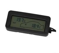 Glomc Termometro digitale per auto, 12 V, display LCD con guscio nero, per rilevazione della temperatura interna ed esterna, accessori interni auto (rosso)