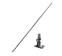 Glomex - KIT Antenna AIS Classica 1,5m (Nero/Cromo) + BASE RA107SSFME, Modello RA112CRAIS/BK - Ghiera Cromata, Guadagno 3dB, Fibra di Vetro, Per barche a vela, motore, gommoni, yacht