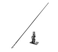 Glomex - KIT Antenna VHF Classica 1,5m (Nero/Cromo), Modello RA112CR/BK + BASE - Ghiera Cromata, Guadagno 3dB, Fibra di Vetro, Per barche a vela, motore, gommoni, yacht