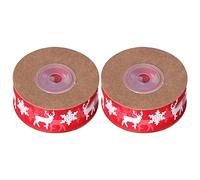 Glomora 2 Rollos Cinta Navideña, Cinta Navideña Impresión Ancha Decoración Navideña Copo de Nieve Ciervo Cinta Roja para Decoración de Fiesta de Árbol de Navidad