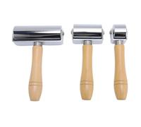 Glomora 3 pz Rullo per Rullo per Punte in Pelle Creaser Manico in Legno Artigianato per Rotolamento Colla in Pelle Utensile per Laminazione