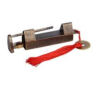 Glomora Lucchetto cinese con chiave, Vecchia Serratura Cinese In Ottone Antico, Adatta Per Armadi In Legno, Scatole Di Legno, Decorazione (7,5 X 3 X 1,7 cm, Peso 65g)